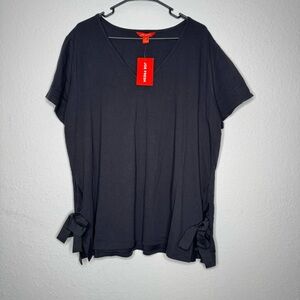 Joe Fresh NWT (flaw) Black Short Sleeve Top with Side Ties Women’s Plus Size 2X